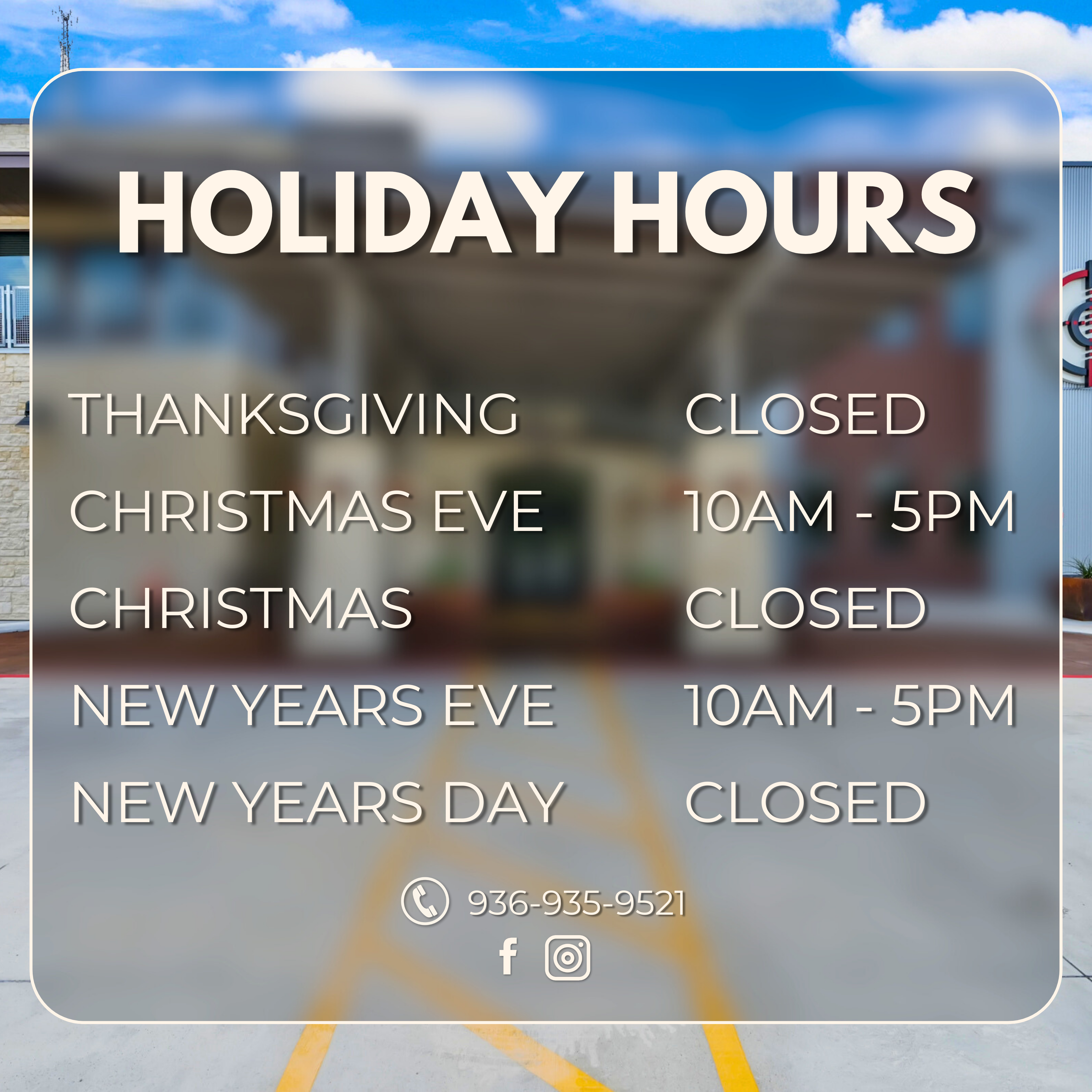 Holiday hours