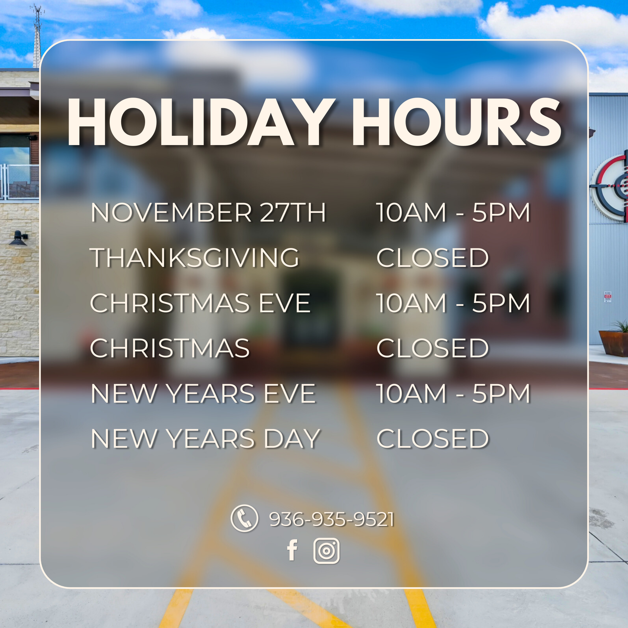 Holiday hours